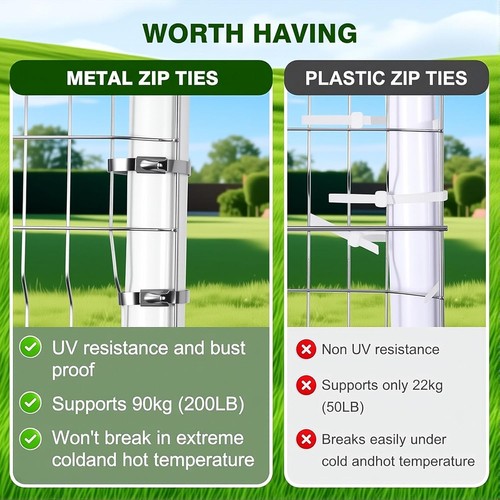 Metal Zip Ties with Stainless Steel Cable Tie 100pcs UV-Resistant, 11.8in - Afbeelding 6 van 9