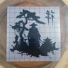 Samurai Ink Drip Vinyl Decal 5 Inch Japanese Landscape Silhouette Zen Design