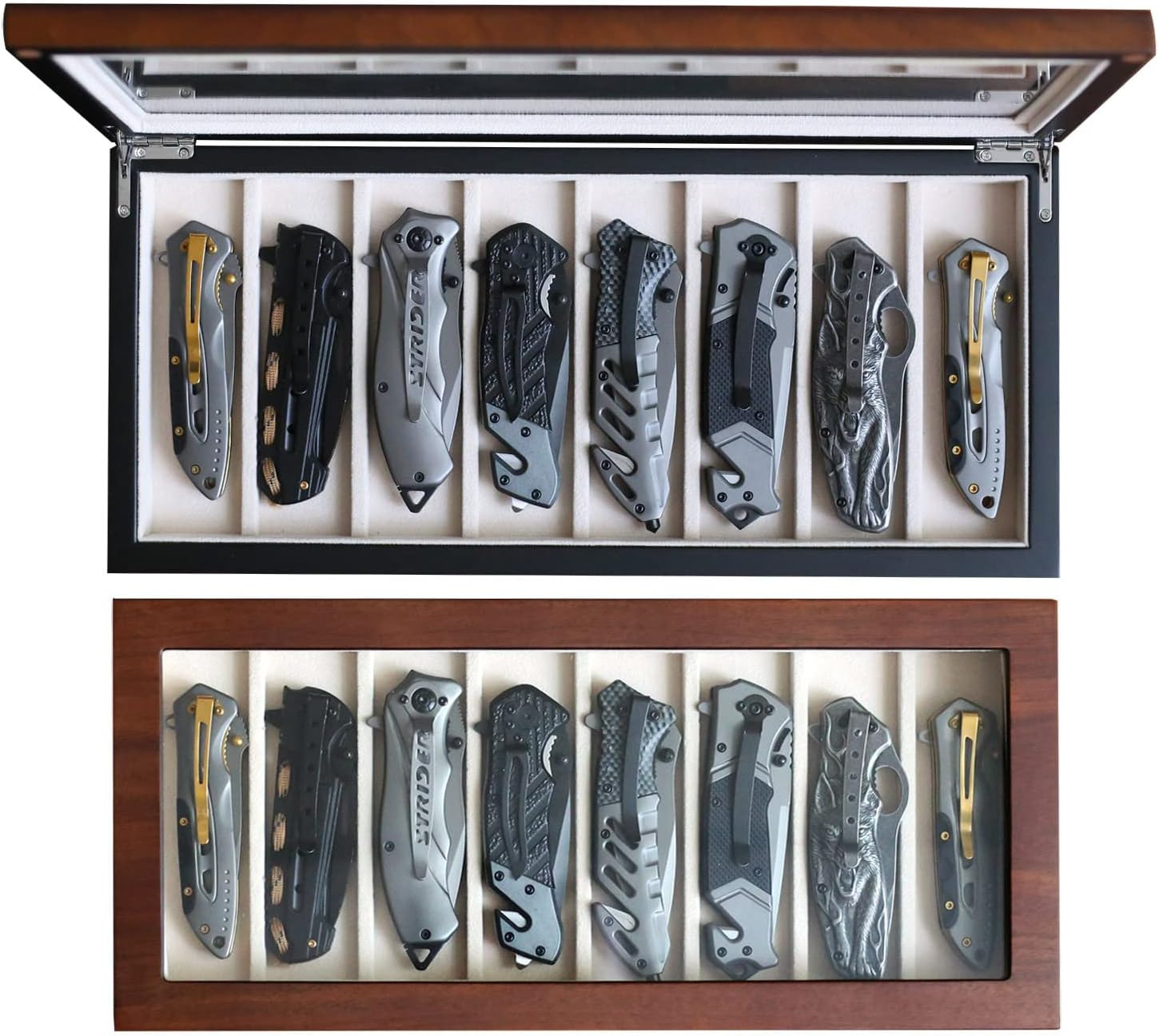 Display Case Organizer Storage 8 Pocket Knives, Folding Knife Holder With