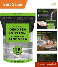 19 Lbs Dead Sea Salt with Organic Aloe Vera - Pure Spa Bath Salts for Relaxation
