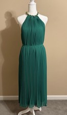 Alex Marie Women's Sleeveless Green Accordion Pleated Dress Size 8 Knee Length