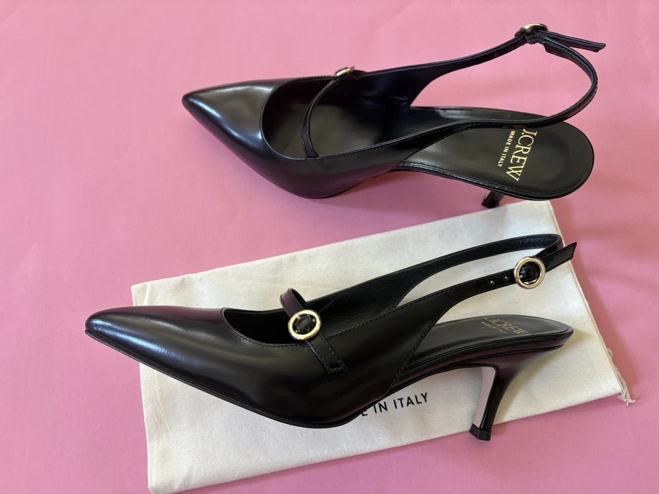 Nuevos zapatos de salón J Crew con hebilla en cuero talla 5,5 hechos en Italia Foto 3 de 4