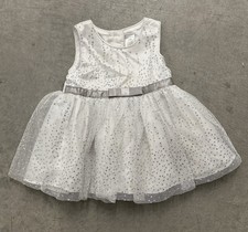 George Formal Occassion Dress - White  Silver Size 0-3 M Wedding. Holiday.