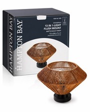 Hampton Bay Savannah 13 in 1-Light Flush Mount Matte Black Finish