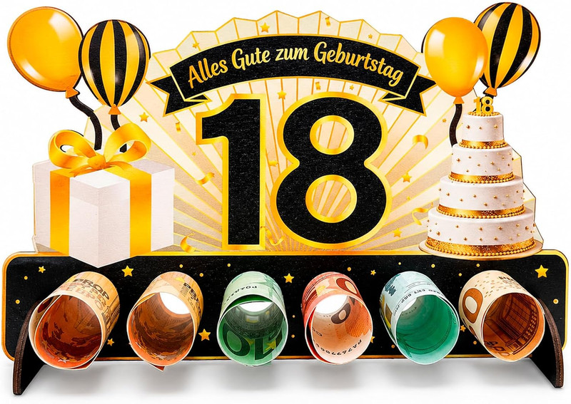 Geldgeschenk 18. Geburtstag Junge Holz Dekoration für kreative Geschenkideen
