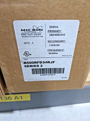 Micron ImperviTRAN 380/400/415V 110x220  50A Transformer B500RFD34RJF