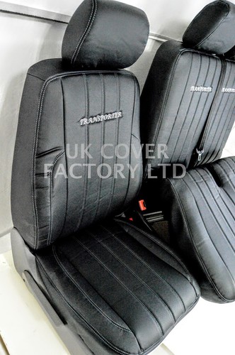 FORD TRANSIT CUSTOM 2013-2021 Van Seat Covers- PVC Leather X121BK-GY - Picture 12 of 12