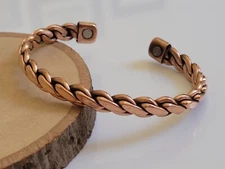 Pure Copper Magnetic Bracelet Copper Arthritis Therapy Cuff Bangle Heavy Twist