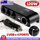 4 Way 12V 24V Multi Socket Car Cigarette Lighter Splitter USB Charger Adapter OZ