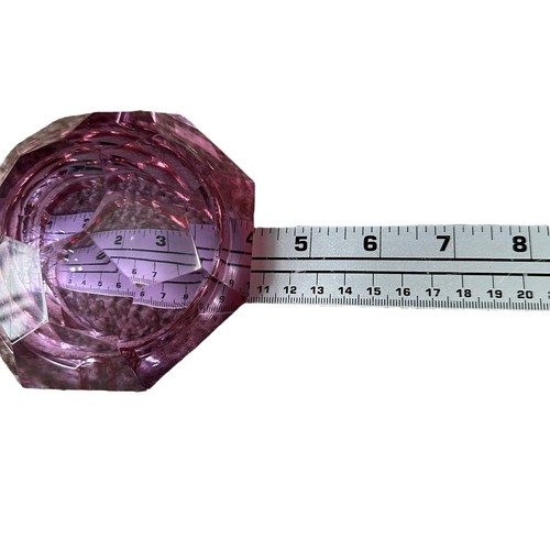 Vintage Moser Alexandrite Glass Ashtray Pink & Purple Diamond Octagon MCM Rare - Picture 9 of 9
