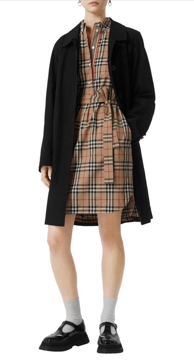 Burberry Giovanna Vintage Check Long Sleeve Stretch Shirtdress (Missing Belt)  | eBay