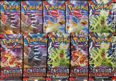 10x OBSIDIAN FLAMES Sealed Booster Packs (10 Pokemon Cards Per Pack)