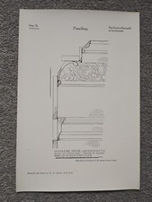 Cornice Detail at Bradmore House, Hammersmith, London - Antique Print - 1928