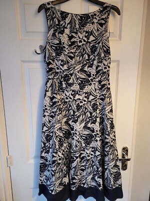 Monsoon womens dress size 10 party summer Navy floral linned