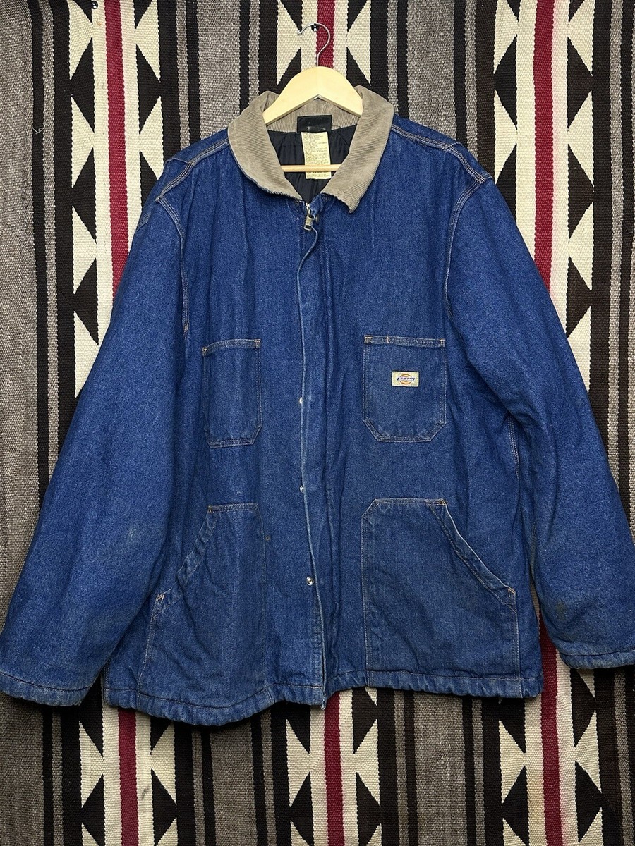 VTG Dickies Denim Chore Coat Sz 2xl 90s Y2K Faded Distressed