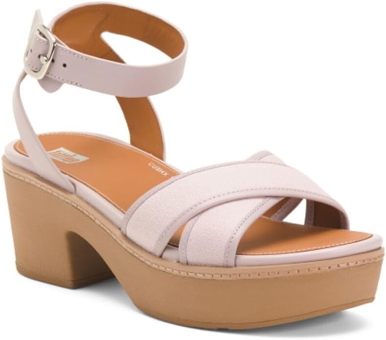 FitFlop Pilar Crossover Soft Lilac Leather Ankle Strap Platform Sandal Size  8 US | eBay