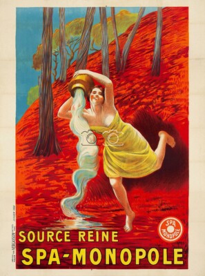 Affiche Vintage Publicité Source Reine Spa - Poster Haute Qualité 50x70 Cm, Neuf