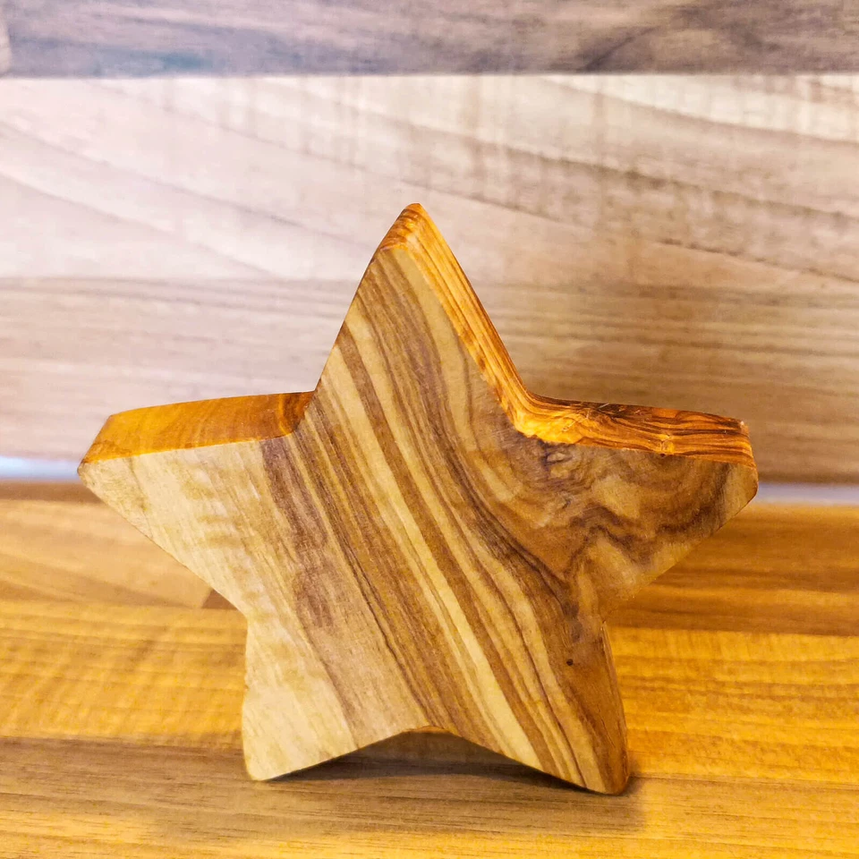 Teelichthalter Set 4- teilig aus Olivenholz mit Stern Tischdeko Weihnachten #211 - Bild 4 von 4