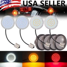 1157 Front & 1156 Rear 48 LED Bullet Turn Signal Lights Smoke Lens for Harley US
