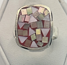 STUNNING .925 Vintage Sterling Silver Estate Ring Size 7 w/Multicolor Stone
