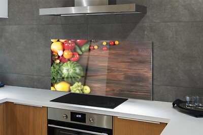 Tulup Küchenrückwand Spritzschutz aus Glas 140x70 Watermelon Tomaten Dill