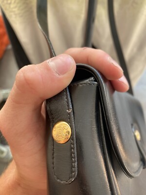 Vintage Celine Shoulder bag Triomphe Carriage Leather Black Japan