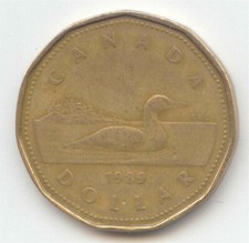 Canada 1989 Loonie Canadian One Dollar 1 $1 Queen Elizabeth II EXACT COIN ~
