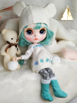 Blythe doll Make up Dudu mouth sleep eyes green short hair Factory Joint Body12''