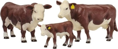 Little Buster Hereford Family Set: Hereford Cow, Bull, and Calf 1/16th Scale