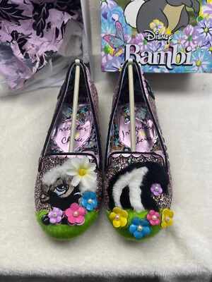 NEW in box Irregular choice Bashful Skunk (Flower from Bambi) flats UK 4 Disney - Image 1 of 4