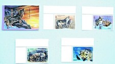 Mongolia: Sellos en bloque de lobos y 4 sellos individuales, 1999