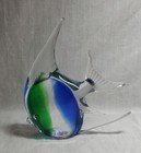 Hand Blown Art Glass Fish Clear, Blue And Green Almost 5-1/2" Tall — photo 2