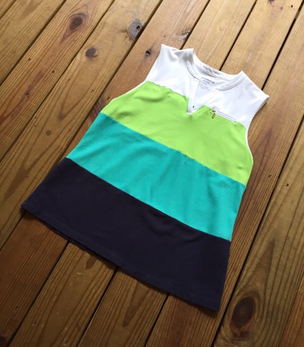 Liz Claiborne Active women's L blue green white color block tank w/ zip pocket - Picture 8 of 12