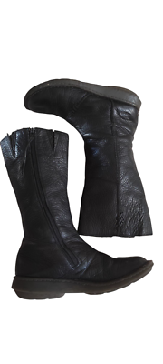 VTG Charla DR MARTENS Calf Zip Retro Wedge High Leg Black Boots US