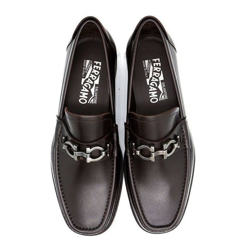 ItalianFerra gamoA+ Business Leather Shoes Thick Soled Horseneck Buckle Loafers - Picture 8 of 13