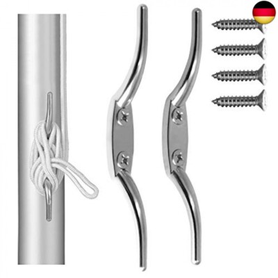 Anley 2 Stück Silber FlagPole Fall Seil Cleat Haken - 6 Zoll Rostfreie 
