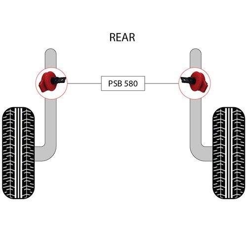 2x Acura Integra (94-00) PSB Poly Rear Trailing Arm Bushing Kit - Picture 2 of 5