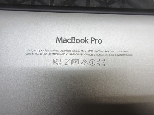 Apple MacBook Pro A1398 Intel Core i7-4870HQ 2.5GHz 16GB MacOS 12 500GB NO BAT - Afbeelding 11 van 11