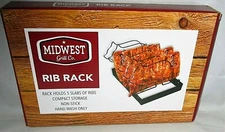 BBQ RIB RACK By Midwest Grill co. Non-Stick  Holds 5 Slabs of Rib