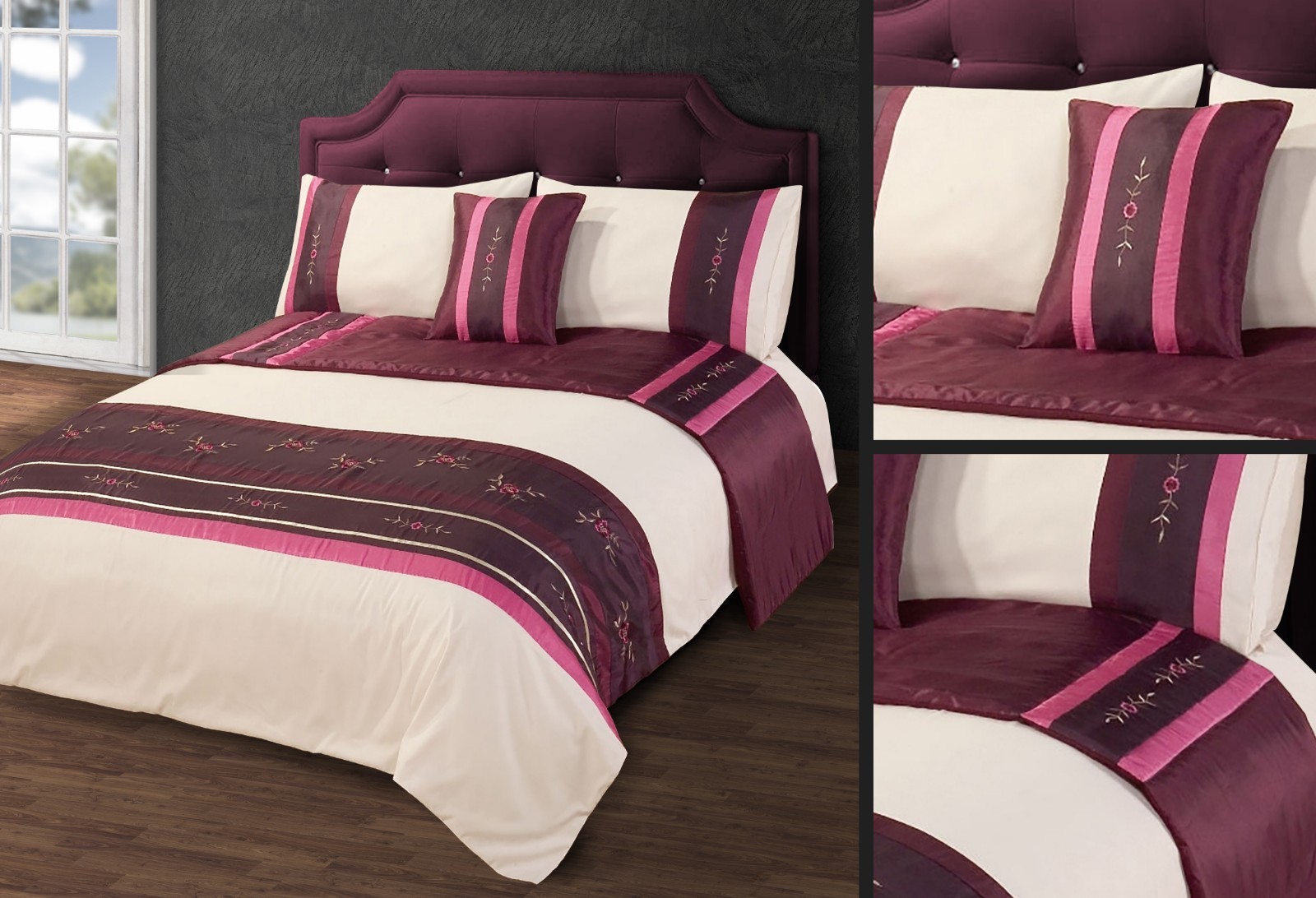 Complete Bedding Set Bed in Bag 5pc Duvet Cover Cushion Runner Luxury