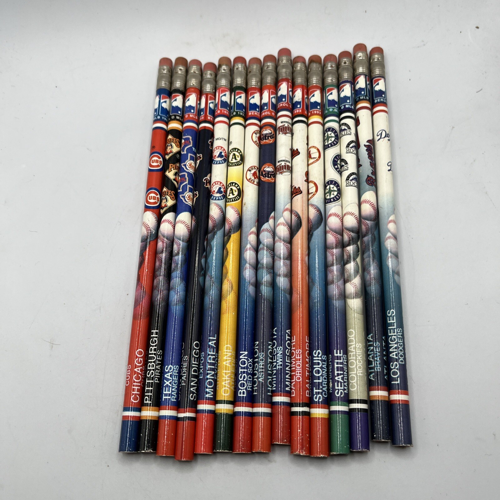 Pencils MLB Baseball Collector's Set of 15 Major League Teams 1993-image