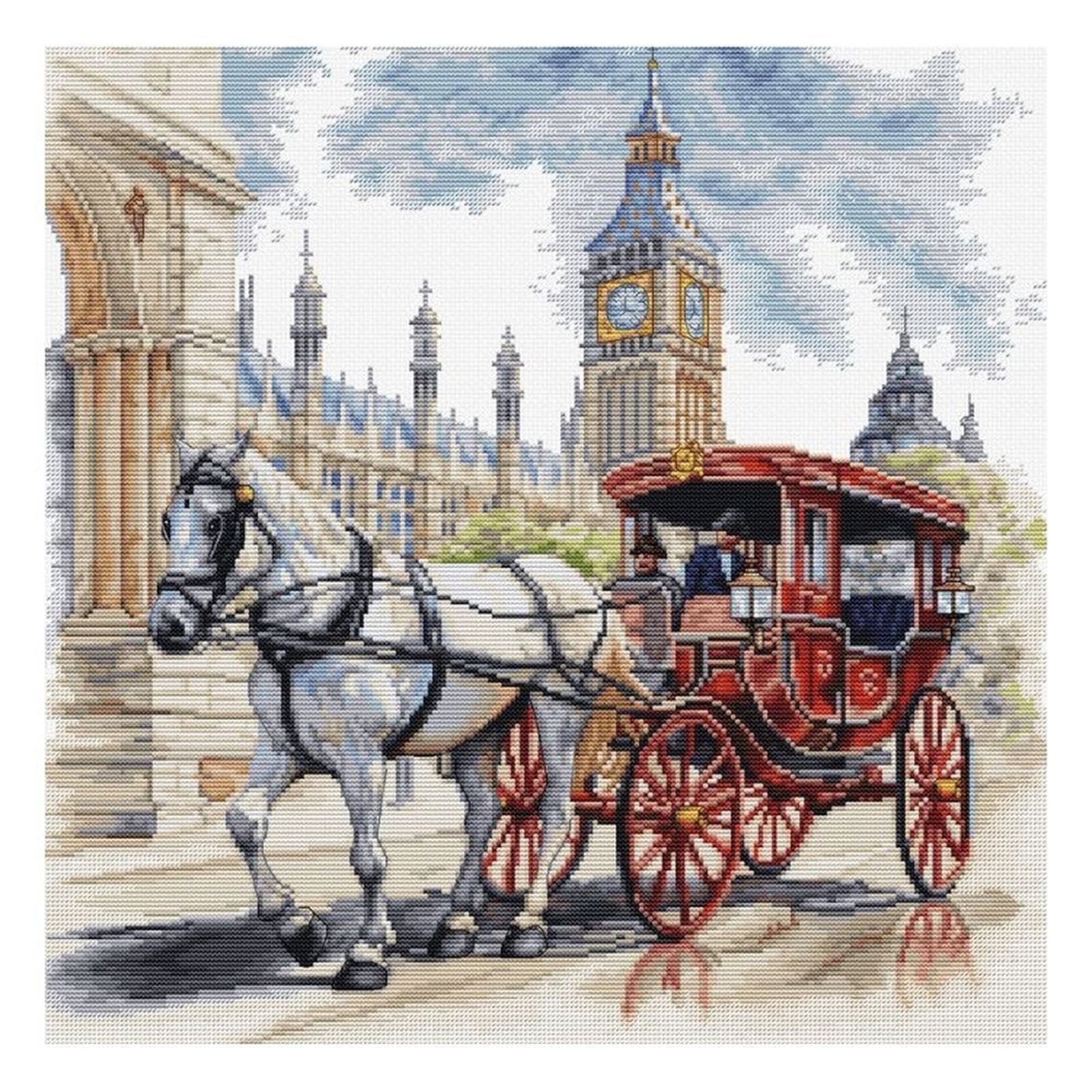 Kit point de croix Luca-S promenade en calèche broderie point compté 35x35cm