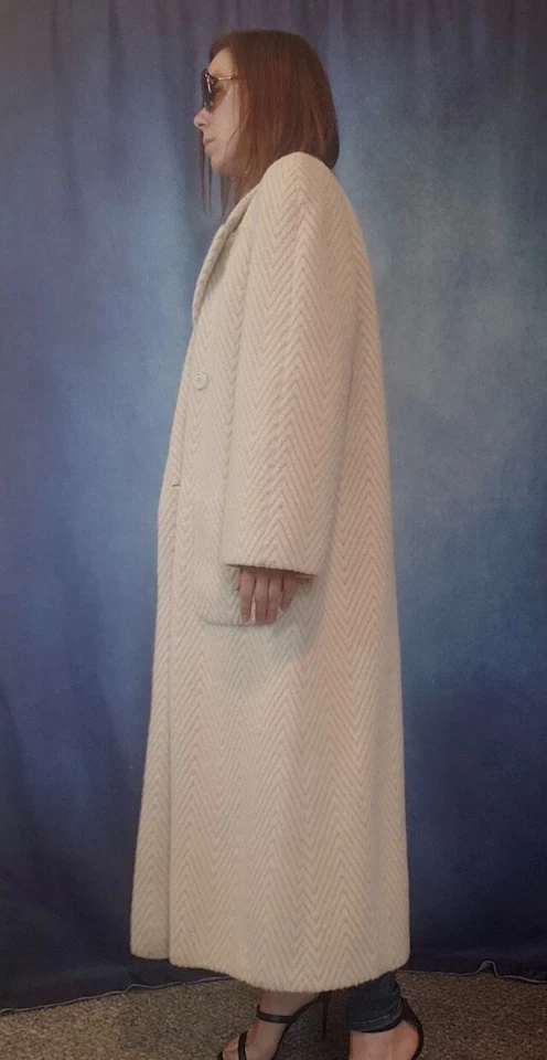 Vintage I. Magnin Cream Beige Double Breasted Long Coat Size 12 possibly Wool - Image 3 of 4
