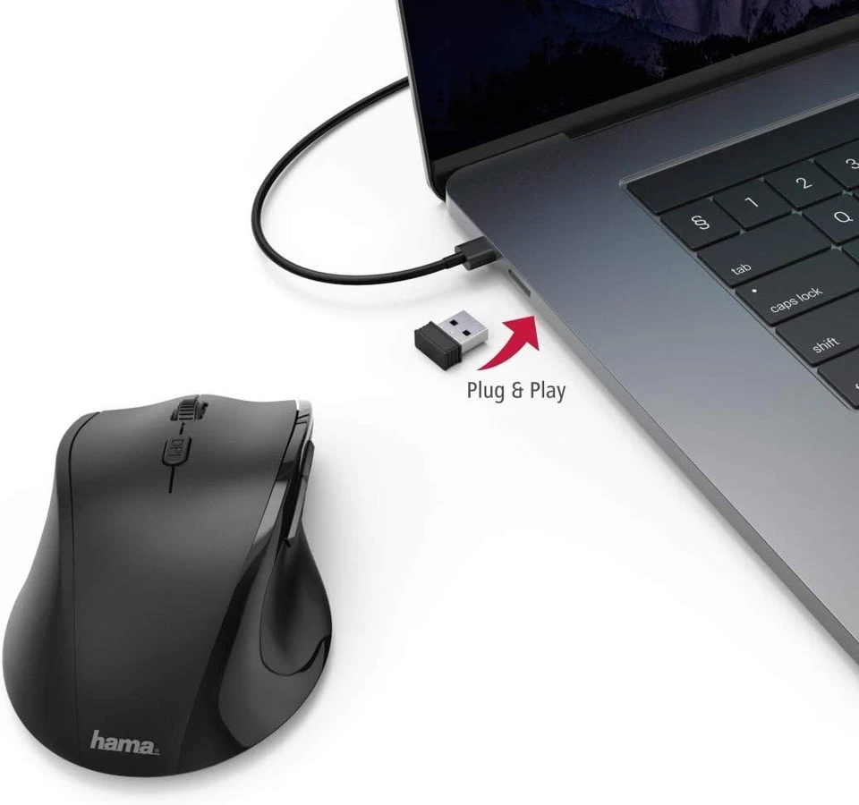 Hama Ergonimc Left Handed Wireless Mouse, Left-handed mouse without cable, wirel - Image 3 of 4