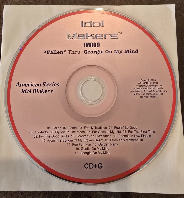 KARAOKE IDOL MAKERS CD+G  # IM009 Fallen George Georgia on my Mind