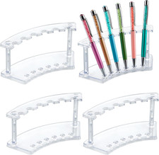 4 Pcs Pen Display Stand, 6 Slots Plastic Pen Holder, Beadable Pen Display Stand