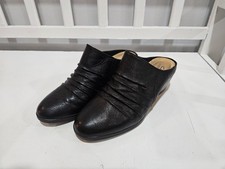 Women's Clarks Emily Black Leather Mule Slip On Heel, Size 9W Casual Dressy