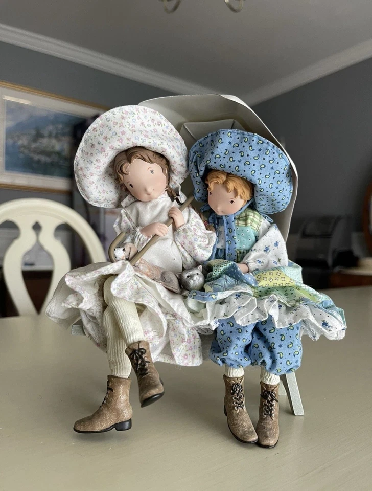 Vintage Holly Hobbie & Heather On Bench w/ Cat & Dog American Greetings - Image 2 of 4