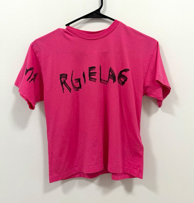 MM6 Maison Margiela Pink Jersey Crew Neck Logo Short Sleeve T-Shirt Kid Sz 6