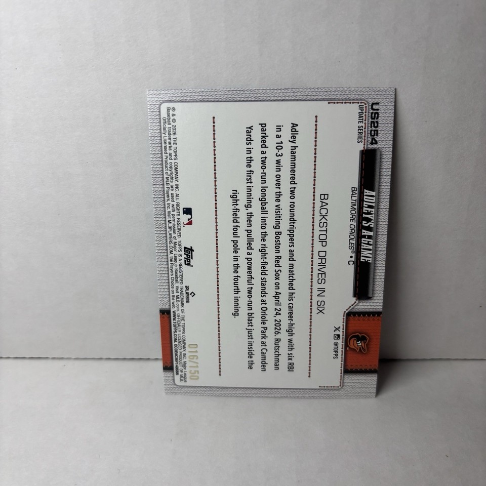 Topps 2026 Update Adley Rutschman Adley’s A-Game Blue US254 /150 ...